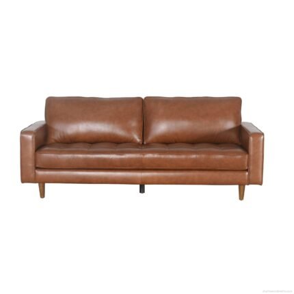 Harry 80 in. Camel Mid-Century Leather Sofa