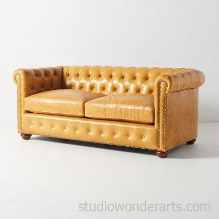 Chesterfield 2 Seater Sofa in Yellow