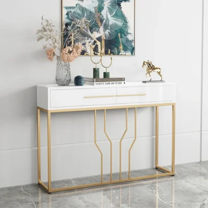 White Top Console Table with Drawers