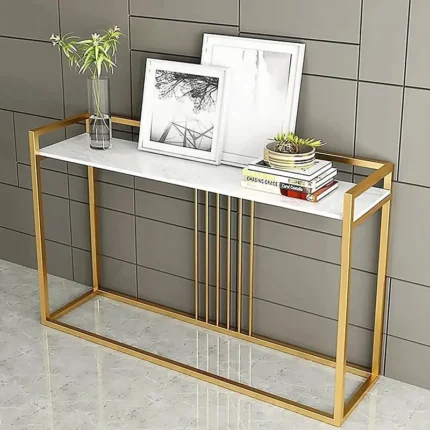 Metal Console Table with Marble Top