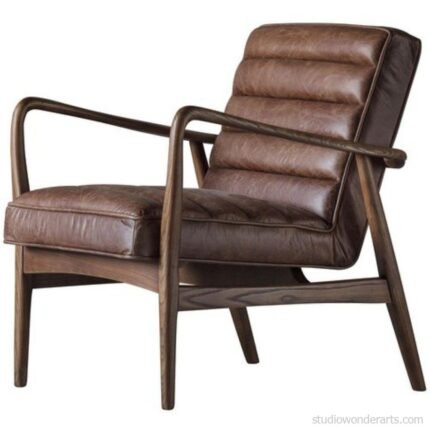 Leather Arm Chair 28" Made in Solid Wood