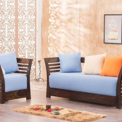 Curved Solid Wood Sofa Set