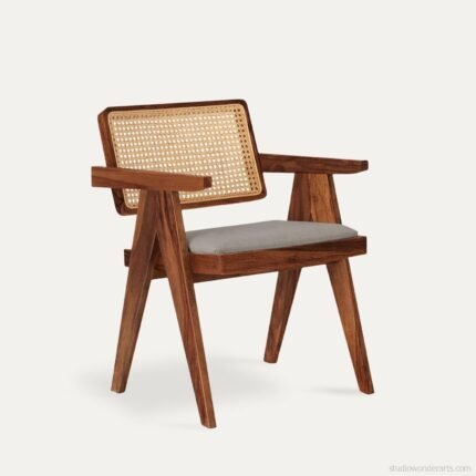 Rattan Dining Chair with Solid Wood Frame (2)