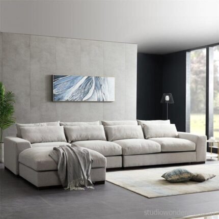 Patro Exclusive L Shaped Sofa In Grey Upholstery