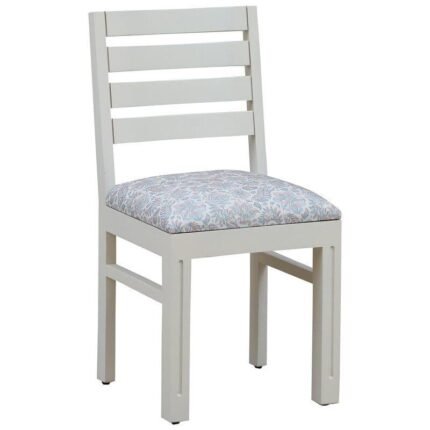 White Solid Wood Dining Chair With Printed Fabric