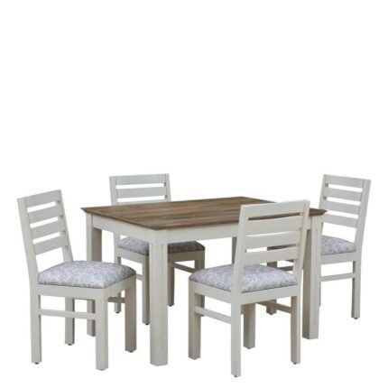 Khullar White Solid Wood Dining Set 4 Seater