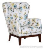 Belfort Solid Wood Wing Chair in Multicolored Floral Pattern