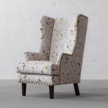 Birds Printed Fabric Wing Chair