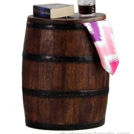 Norah Solid Wood Rio Barrel Stool With Storage