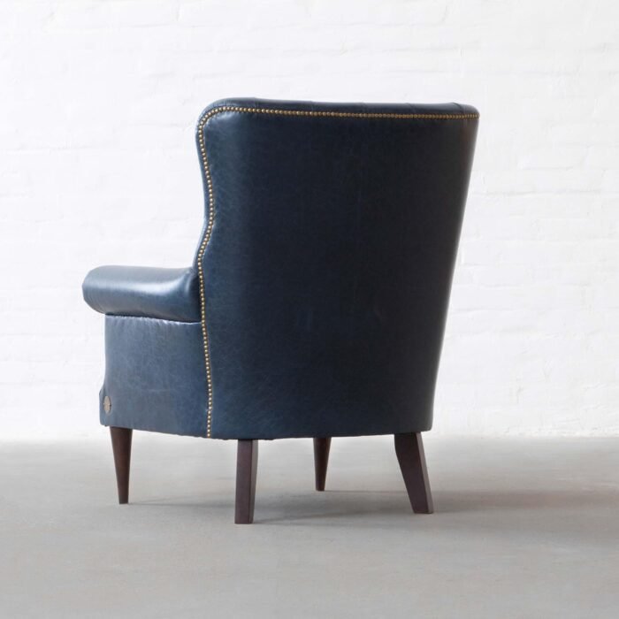 dalhousie armchair in indigo leather back three fourth view 639787 l