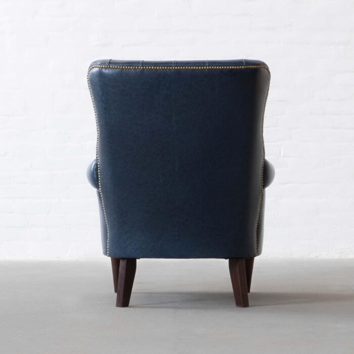 dalhousie armchair in indigo leather back view 160061 l