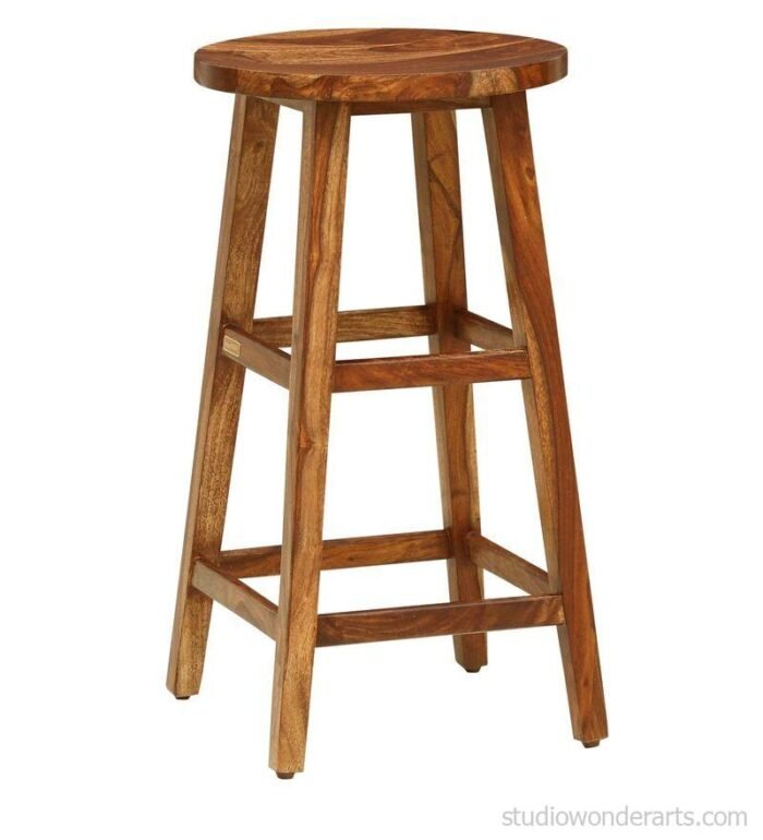 Dani Solid Wood Bar Stool in Rustic Teak Finish