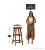 Dani Solid Wood Bar Stool in Rustic Teak Finish