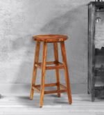 Dani Solid Wood Bar Stool in Rustic Teak Finish