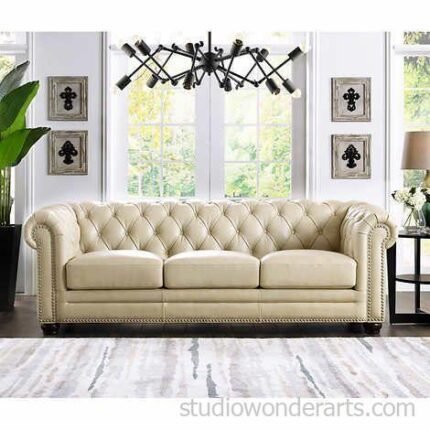 White Faux Leather Sofa Set