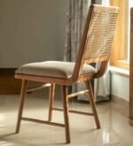 Scandinavian Rattan Dining Chair in Solid Wood