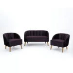 Chunni Blackberry 3 - Piece Living Room Sofa Set in Velvet