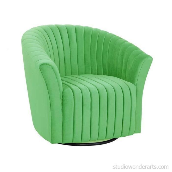 Franck 360 Swivel Tufted Barrel Chair in Velvet