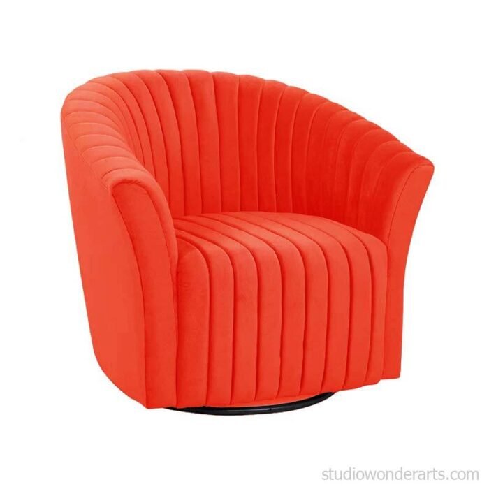 Franck 360 Swivel Tufted Barrel Chair in Velvet