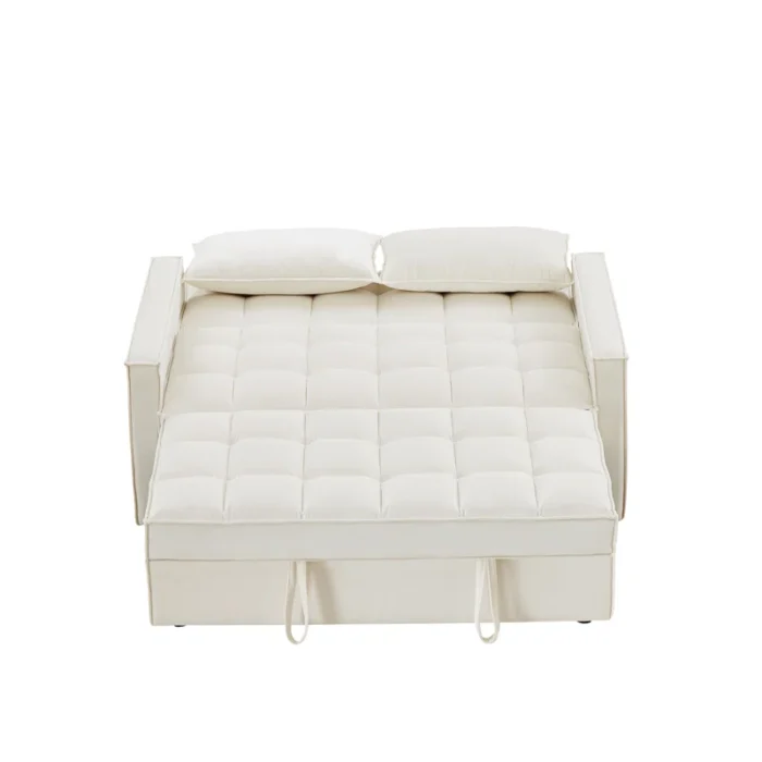 Kishana White 58'' Upholstered Sofa Cum Bed