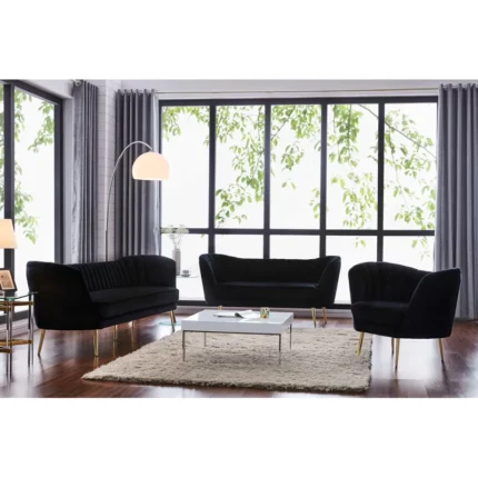 Lean back and lounge in luxurious style on this stunning Tiberius Black 3 - Piece Living Room Sofa Set