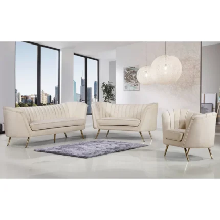 Tiberius White 3 - Piece Living Room Sofa Set