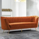 Tiberius Orange 88'' Upholstered Sofa 3 Seater