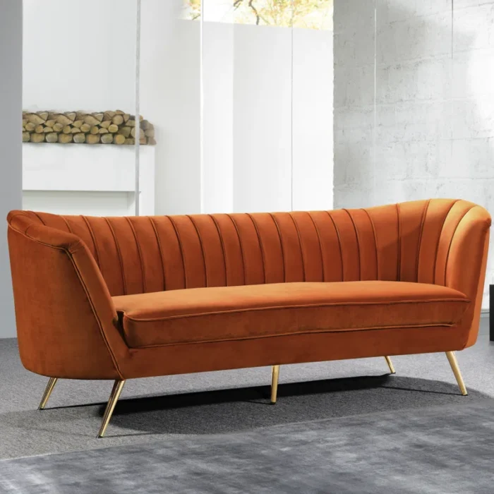 Tiberius Orange 88'' Upholstered Sofa 3 Seater