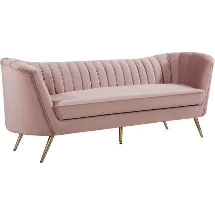 Tiberius Elegant Pink Upholstered Sofa 3 Seater