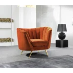 Tiberius orange Upholstered Barrel Arm Chair 9" Leg