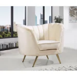 Tiberius White Upholstered Barrel Arm Chair 9" Leg