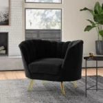 Tiberius Black Upholstered Barrel Arm Chair 9" Leg