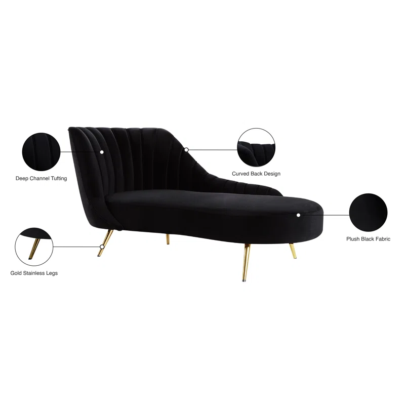 Tiberius Upholstered Chaise Lounge in black