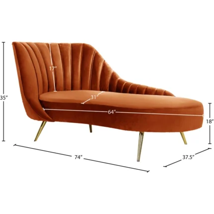 Tiberius Upholstered Chaise Lounge in Orange