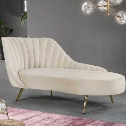 Tiberius Upholstered Chaise Lounge in Offwhite