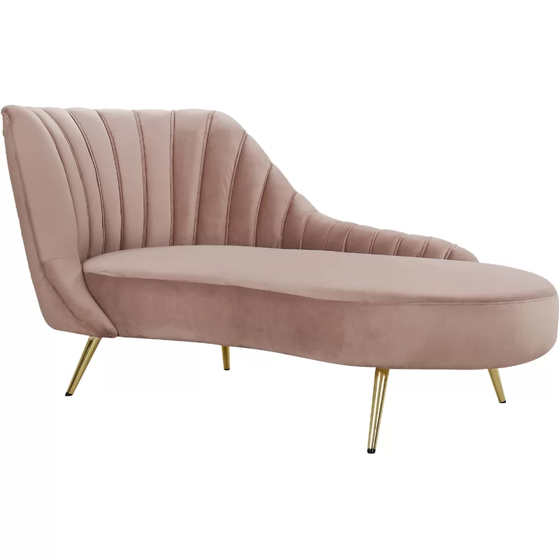 Tiberius Upholstered Chaise Lounge in Pink