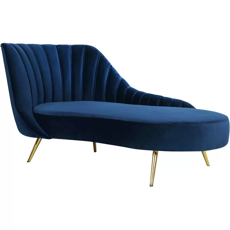 Tiberius Upholstered Chaise Lounge in Blue