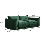 Waltman Green 78" 3 Seater Upholstered Sofa