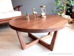 Mid Century Modern Round Coffee Table in Solid Wood