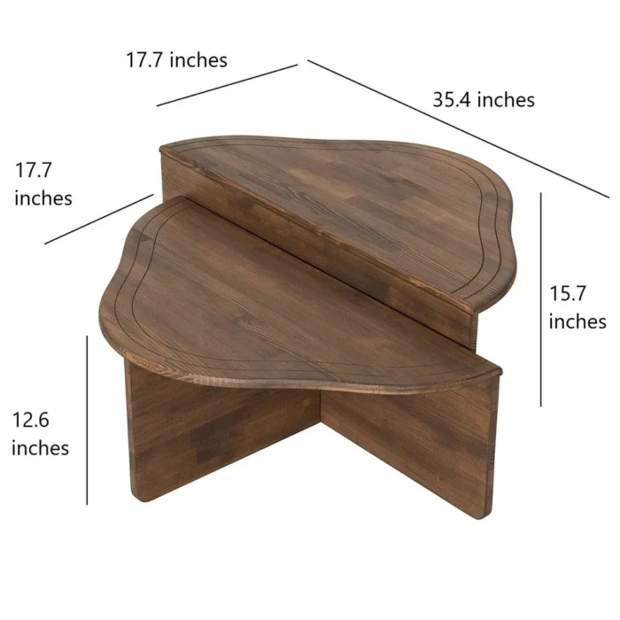 Set of 2 Center Table in Solid Wood