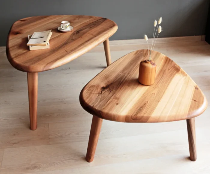 Mid Century Solid Wood Nesting Coffee Table