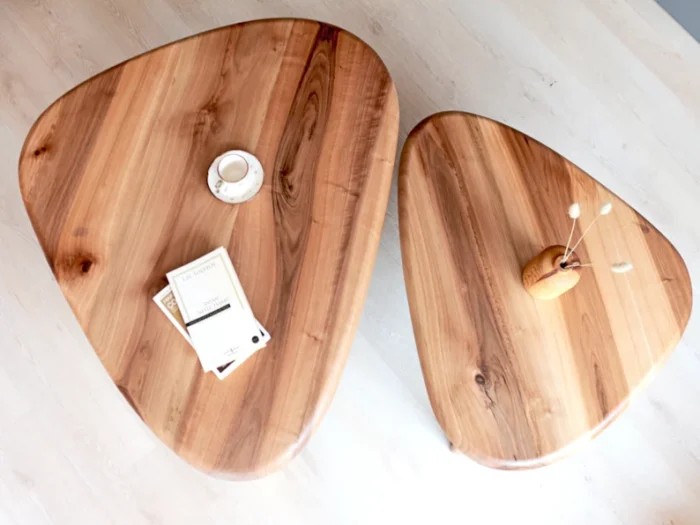 Mid Century Solid Wood Nesting Coffee Table