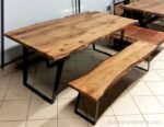 Farmhouse Curved Solid Wood Dining Table