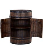 Farmhouse Barrel Bar Cabinet in Solid Wood