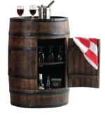 Farmhouse Barrel Bar Cabinet in Solid Wood