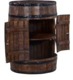 Farmhouse Barrel Bar Cabinet in Solid Wood