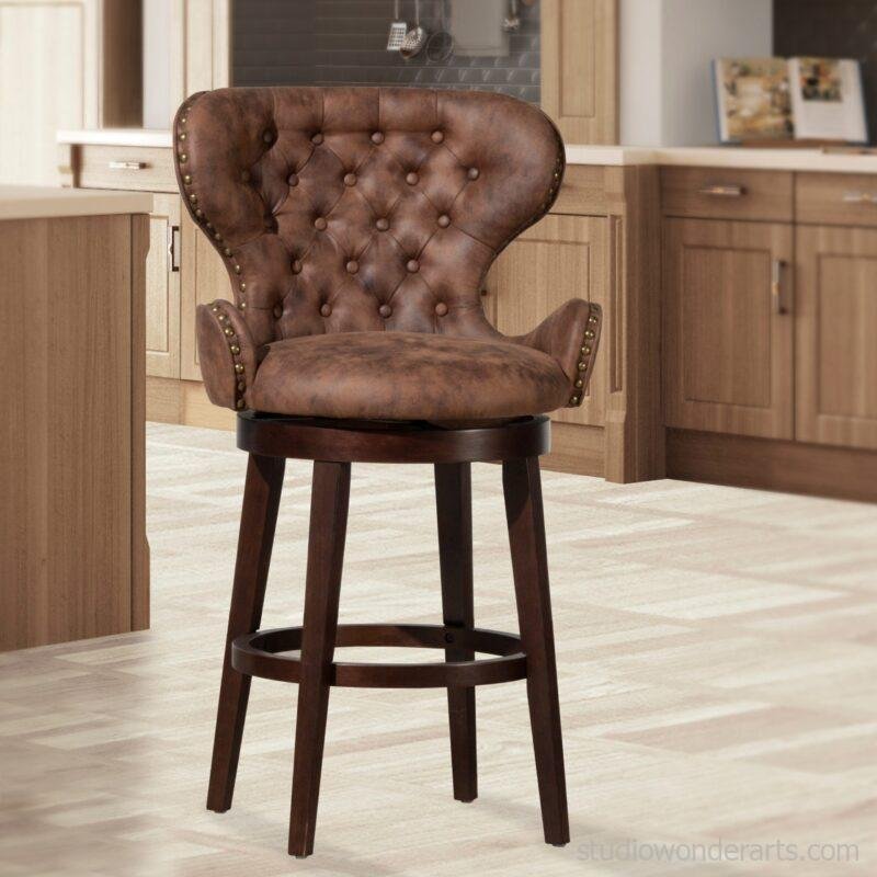 Deloma 29.9'' Swivel Solid Wood Bar Stool