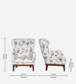 Belfort Solid Wood Wing Chair in Multicolored Floral Pattern