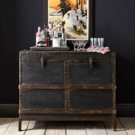 Ludlow Wooden Upholstery Trunk Bar Cabinet