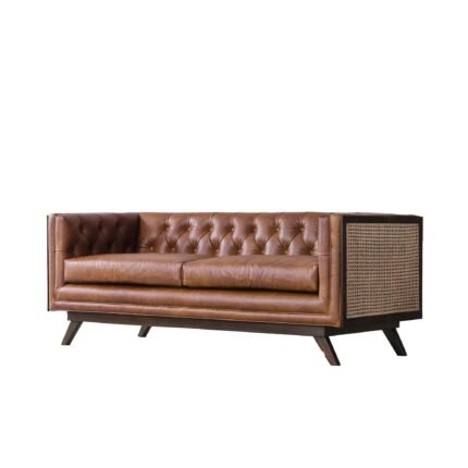 Leather Chesterfield With Rattan Sofa